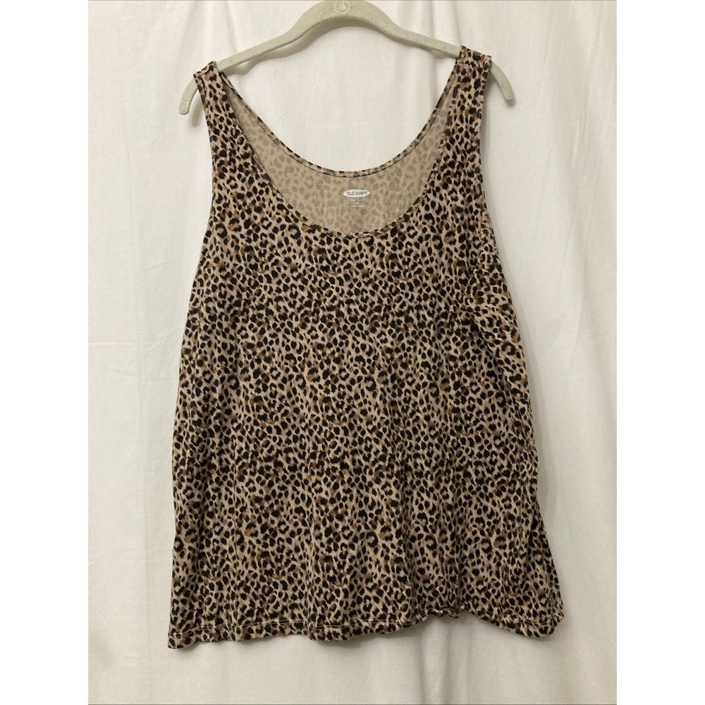 Old Navy Women's First Layer Brown Leopard Print Scoop Neck Tank - SZ XXL
